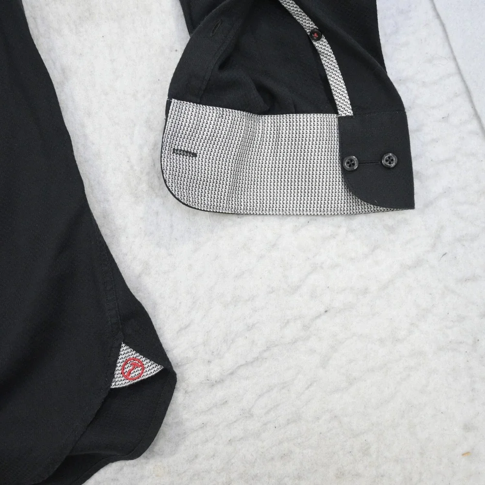 Hammer Made Dress Shirt Mens 42/16.5 Black Long Sleeve Button Up Patterned Trim